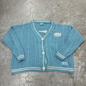 Taylor Swift 1989 Cardigan Sweater Womens Size L/XL Blue Knit Taylor's Version